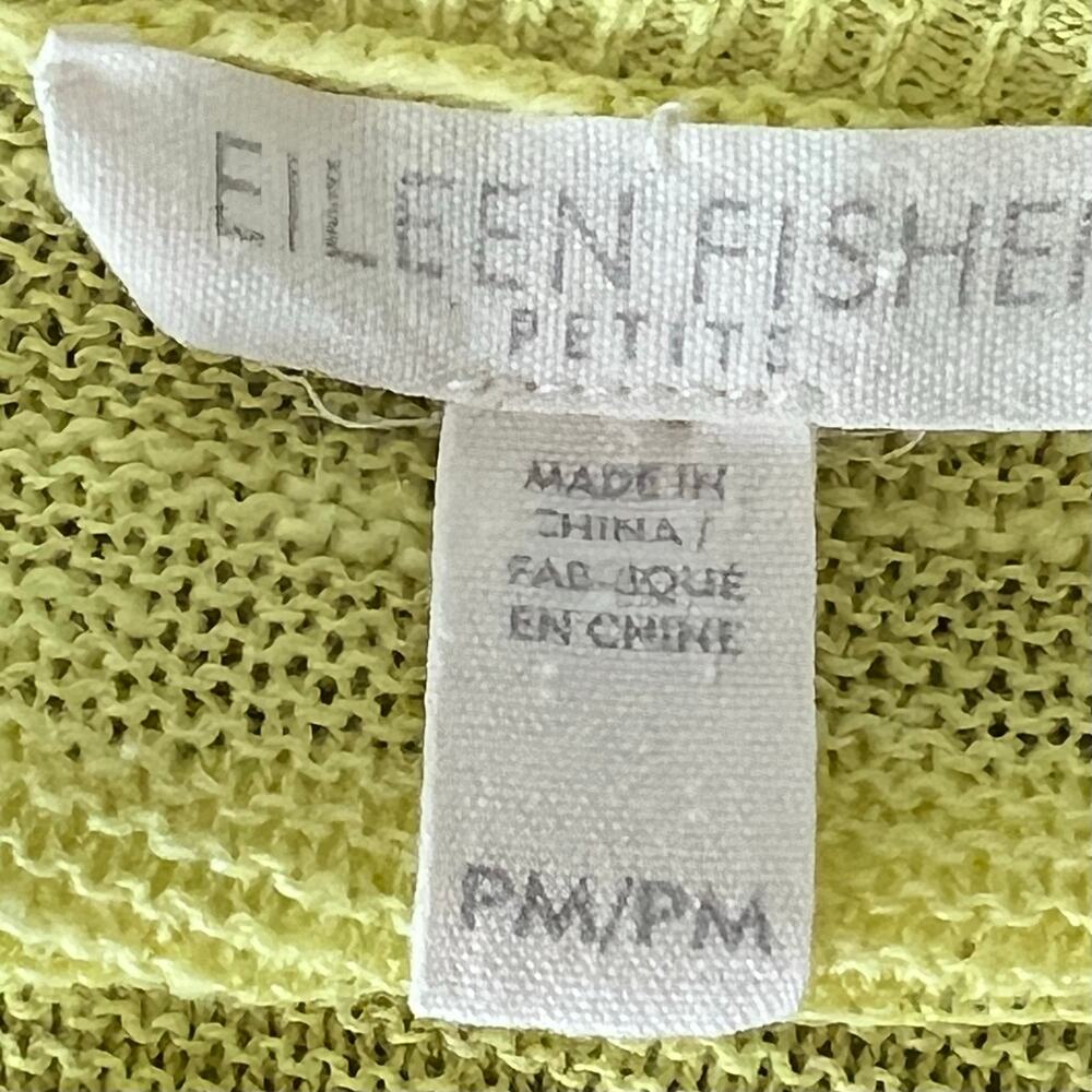 Eileen Fisher lime yellow Citron short Sleeve pullover sweater petite m summer - Picture 4 of 4